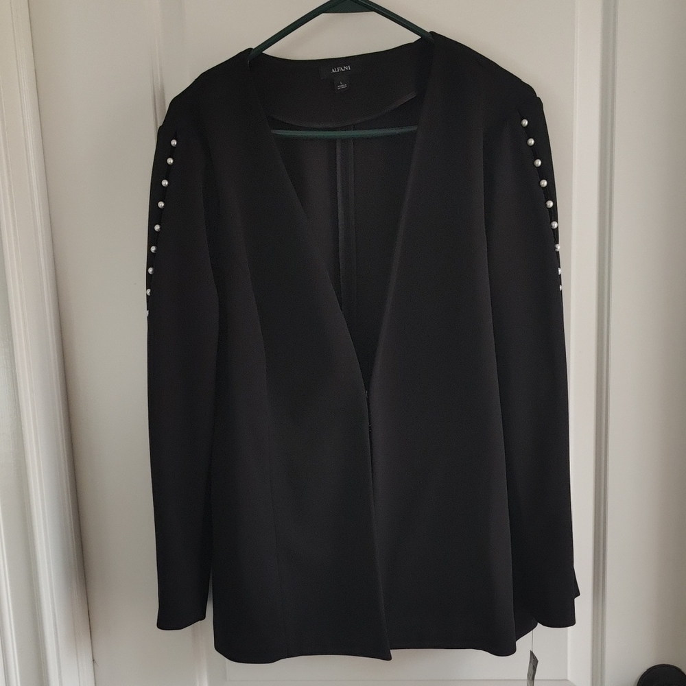 Alfani Black Blazer with Pearl Details Sleeves